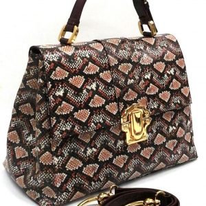 Pink Snakeskin- print Top Handle Bag