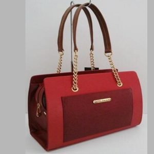 Red Shoulder Leather bag with chain strap