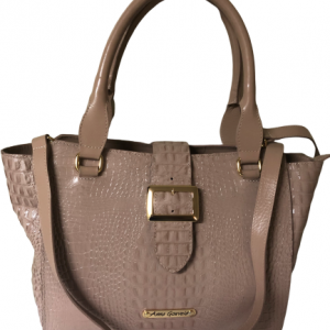 Beige Croc-print Tote Bag