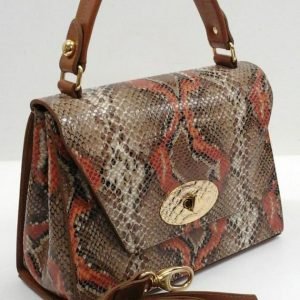 Brown Snakeskin- print Top Handle