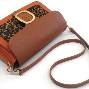 Leopard skin patch Shoulder Leather bag