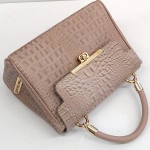 Mini Croc-embossed leather Top handle bag