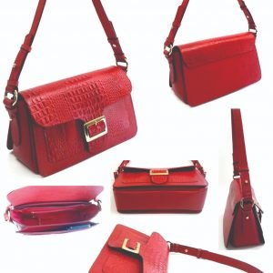 Red Shoulder bag with embossed design