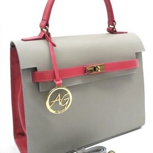 Grey Top Handle leather bag
