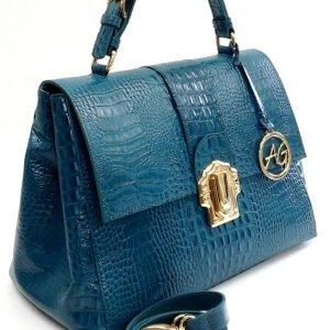 Teal Embossed  Leather Top handle