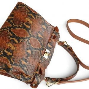 Python-print Top Handle Leather Bag