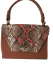 Brown Top Handle with Snakeskin-print Flap