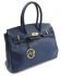 Navy Leather Satchel Bag